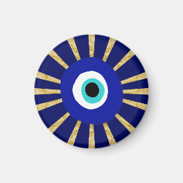 Evil Öga Symbol på Guld Sunburst Magnet