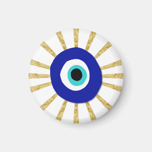 Evil Öga Symbol på Guld Sunburst Magnet