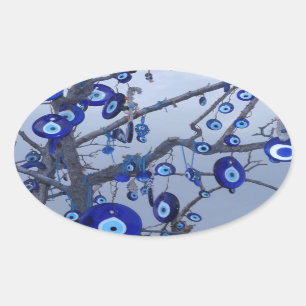 Evil Öga Träd, Blue Nazar Amulet-tillbehör Ovalt Klistermärke