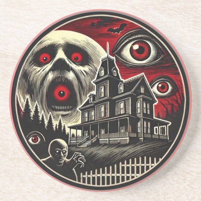 Evil Ögon Haunted House Halloween Underlägg (Framsidan)