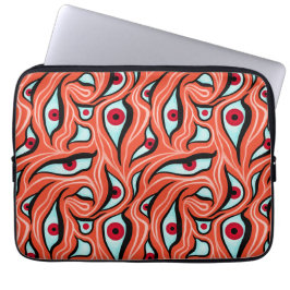 Evil Ögon Vågigt Mönster Red on Orange Horror Laptop Fodral
