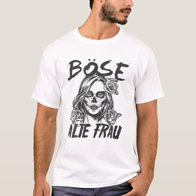 Evil Old Woman Día De Muertos T Shirt (Framsida)