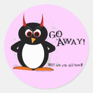 Evil Penguin Go Away! Runt Klistermärke