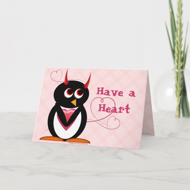 Evil Penguin har ett hjärta Helgkort (Framsida)