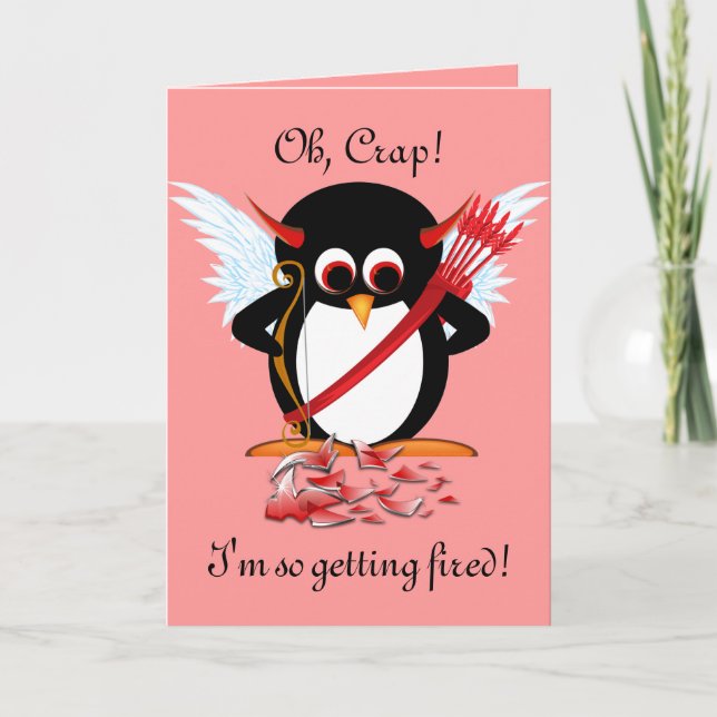 Evil Penguin OOPS Valentine Card Helgkort (Framsida)