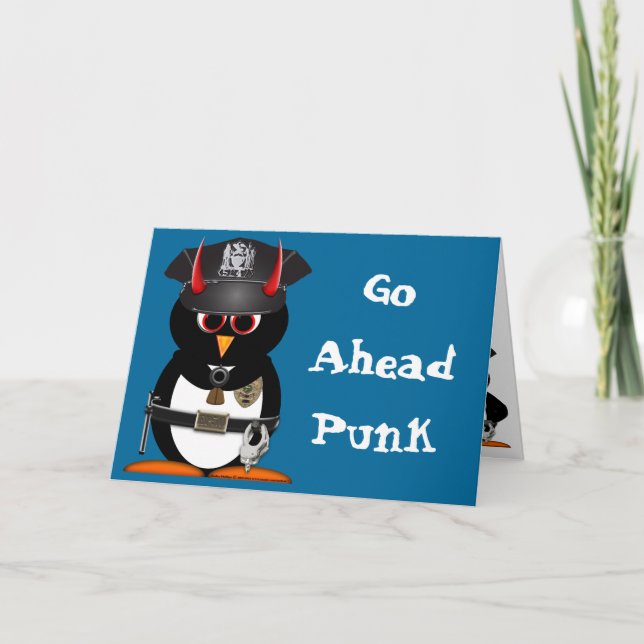 Evil Penguin-polisens födelsedagskort Kort (Framsida)