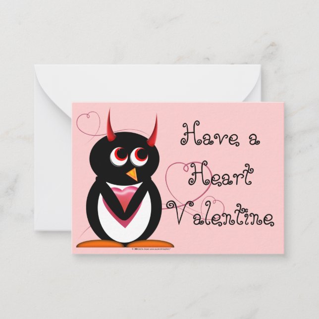 Evil Penguin School Valentiness Anteckningskort (Framsida)