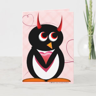 Evil Penguin Valentines day Card Helgkort
