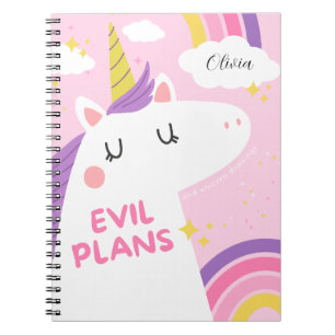 Evil Plans och Unicorn Teckning - Funny & Magic Anteckningsbok