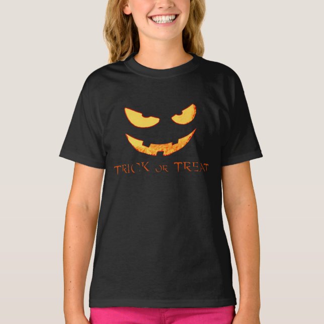 Evil Pumpkin Ansikte Halloween Shirt T-shirt (Framsida)