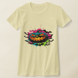 Evil Pumpkin Halloween Graphic Tee - Glowing Scary