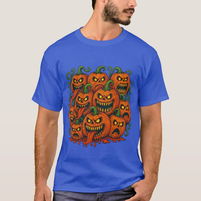 Evil Pumpkin Horde Halloween T Shirt (Framsida)