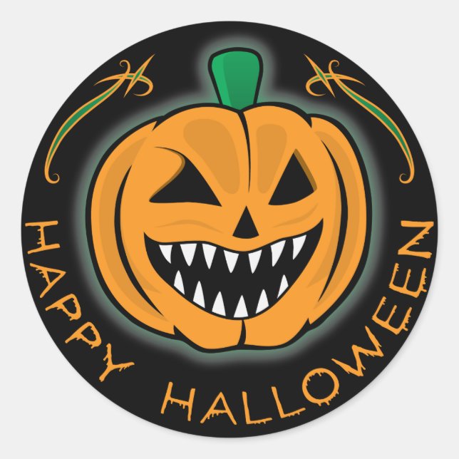 Evil Pumpkin Runt Klistermärke (Framsida)