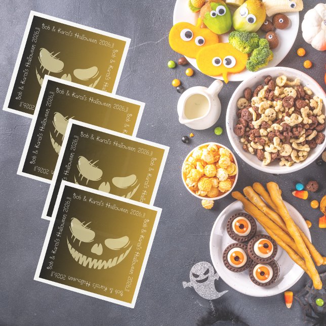 Evil Pumpkin Smile Halloween fest Pappersservett (Evil Pumpkin Smile Halloween Party Napkins)