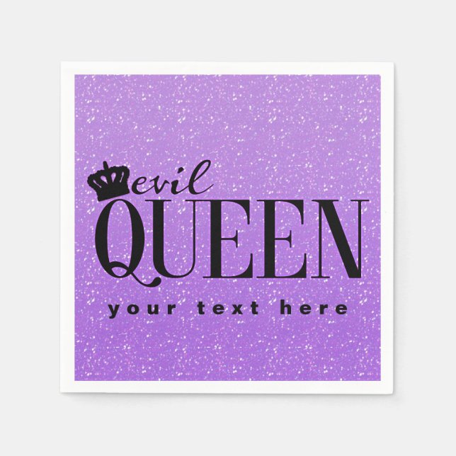 EVIL QUEEN Lila Glitter Glam Party Napkins Pappersservett (Framsidan)