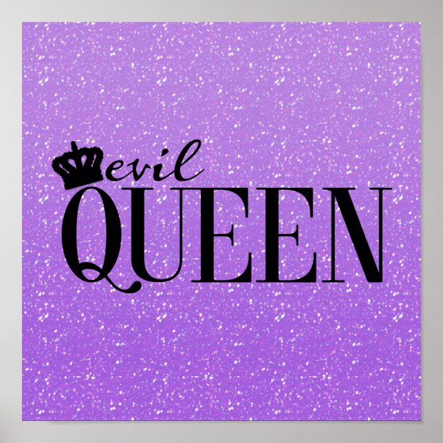 EVIL QUEEN Lila Glitter Glam Typography Print Poster (Framsidan)