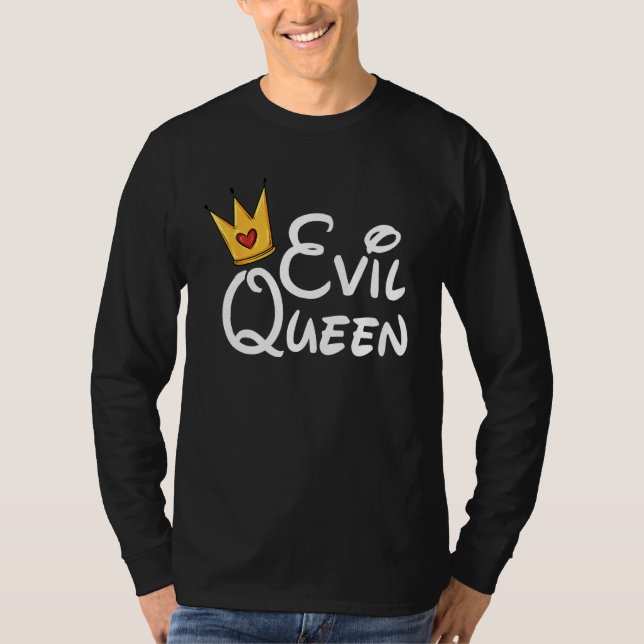 Evil Queen With Crown Black Halloween Costume Funn T Shirt (Framsida)