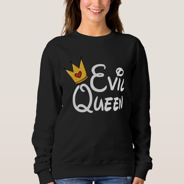 Evil Queen With Crown Black Halloween Costume Funn T Shirt (Framsida)