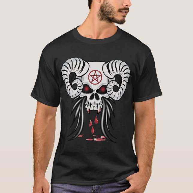 Evil Ram Horned Skull T-shirt (Framsida)
