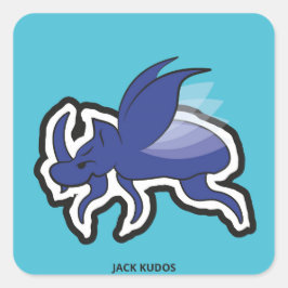 Evil Rhino Beetle Blue | Jack Kudos Fyrkantigt Klistermärke