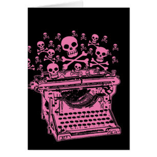 Evil Rosa Typewriter Hälsningskort