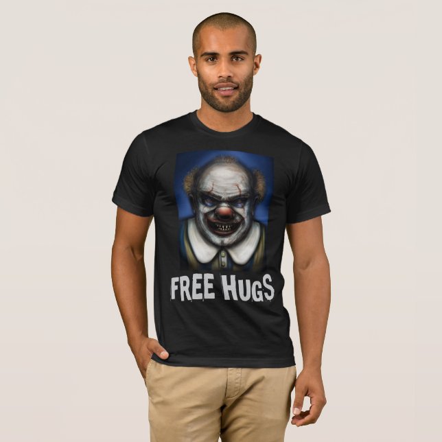 EVIL SCARY CLOWN FREE HUGS HALLOWEEN T-SHIRTS (Hel framsida)