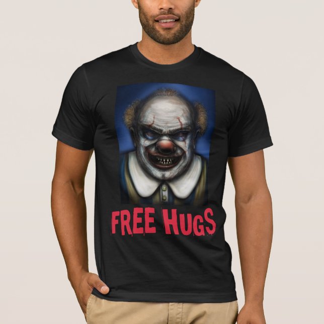 EVIL SCARY CLOWN FREE HUGS TEES T-SHIRTS (Framsida)
