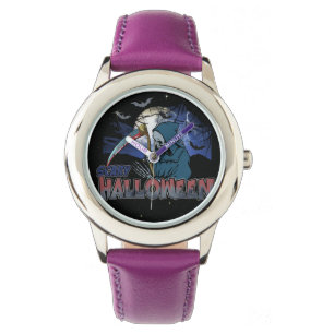 Evil Skeleton in Scary Mörk Night Halloween Armbandsur