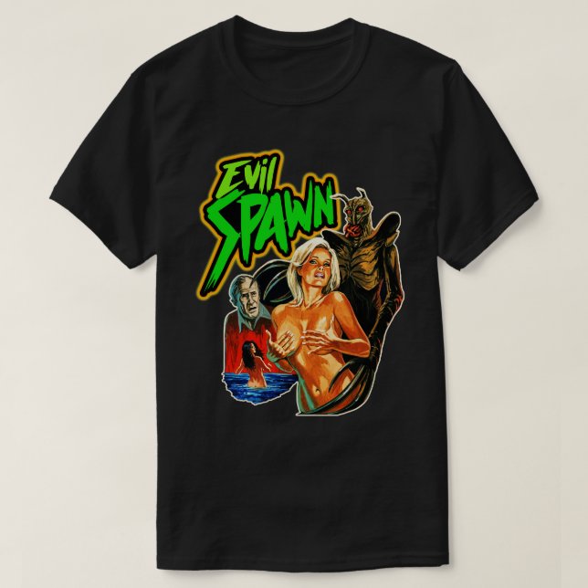 Evil Spawn Cult Classic Horror Fläkt Art T Shirt (Design framsida)