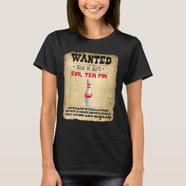 Evil Ten Pin 10 Bowling Kortärmad T Shirt (Framsida)