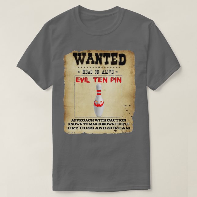 Evil Ten Pin 10 Funny Bowling Kortärmad T Shirt (Design framsida)
