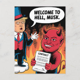 Evil Trump Tecknad Välkommen till helvetet Musk Vykort