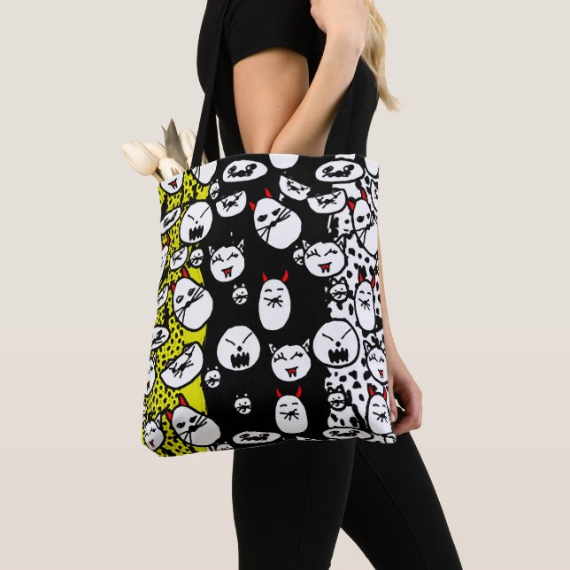 Evil Vampire Cat Tote Bag Tygkasse (Närbild)