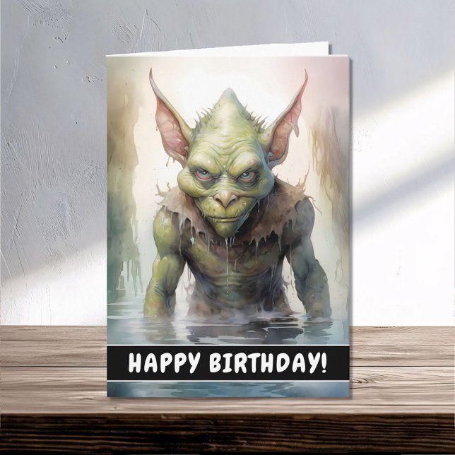 Evil Wicked Fantasy Goblin Grattis på födelsedagen Kort (Skapare uppladdad)