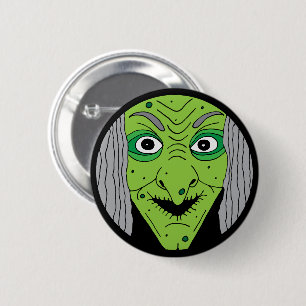 Evil Wicked Witch Ansikte Kids Halloween Knapp