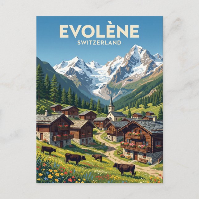 Evolène Schweiz Vykort (Framsida)