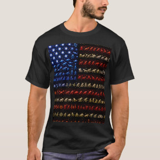 Evolution Amerikansk Flagga | Big Bang till Mänskl T Shirt