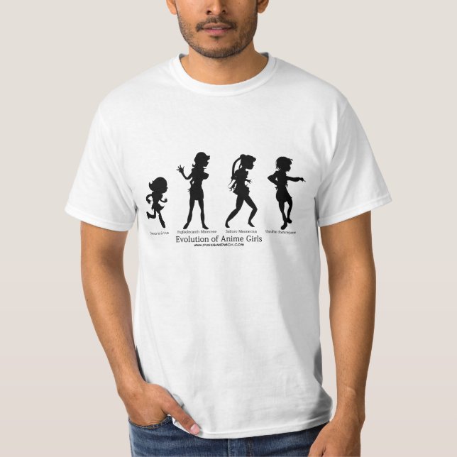 Evolution av Animeflickor Tee Shirt (Framsida)