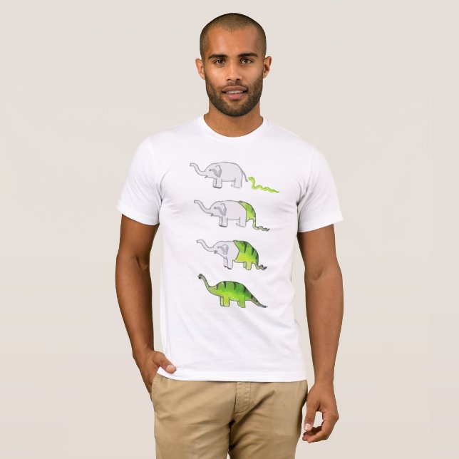 evolution av elefanter till dinosaurs t shirt (Hel framsida)