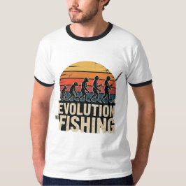 Evolution av fiske - Retro Fisherman Sunset T-Shir T Shirt