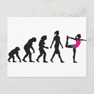 evolution av kvinna yogaposition vykort