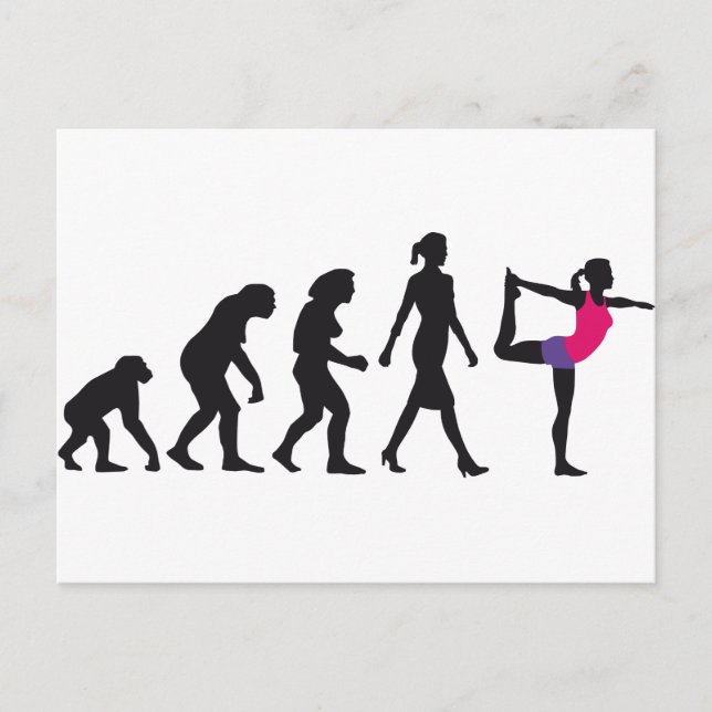 evolution av kvinna yogaposition vykort (Framsida)