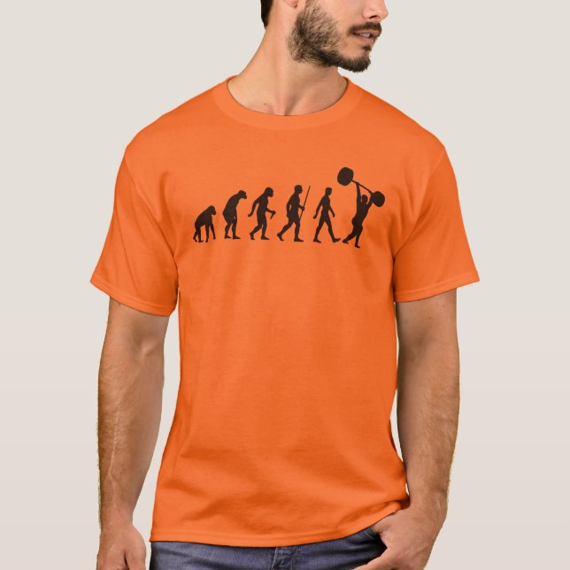 Evolution av manen - Weightlifter Tee Shirt (Framsida)