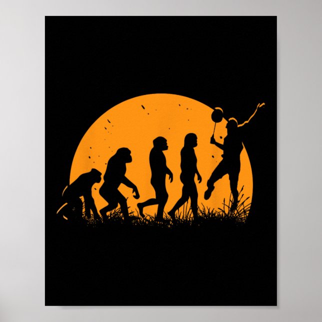 Evolution Badminton Player Racket Shuttle Poster (Framsidan)