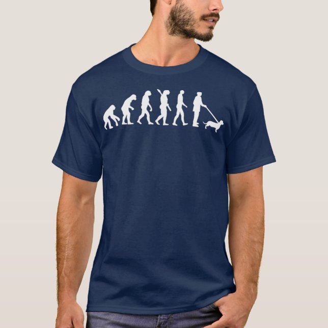 Evolution Dachshund T Shirt (Framsida)