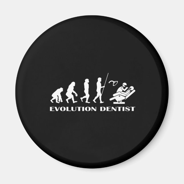 Evolution dentist Tandvård Teth Tooth Doktor Gif Magnet (Framsidan)