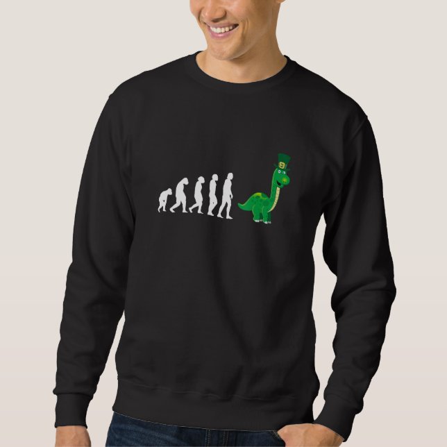 Evolution Dinosaur Dino St patricks day Lång Ärmad Tröja (Framsida)