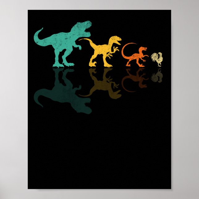 Evolution Dinosaur T Rex Velociraptor Chicken Poster (Framsidan)