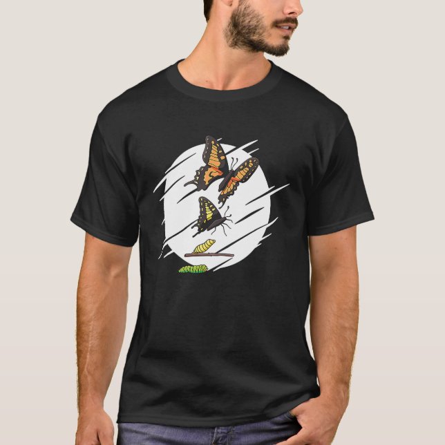 Evolution fjäril monark fjäril larv t shirt (Framsida)