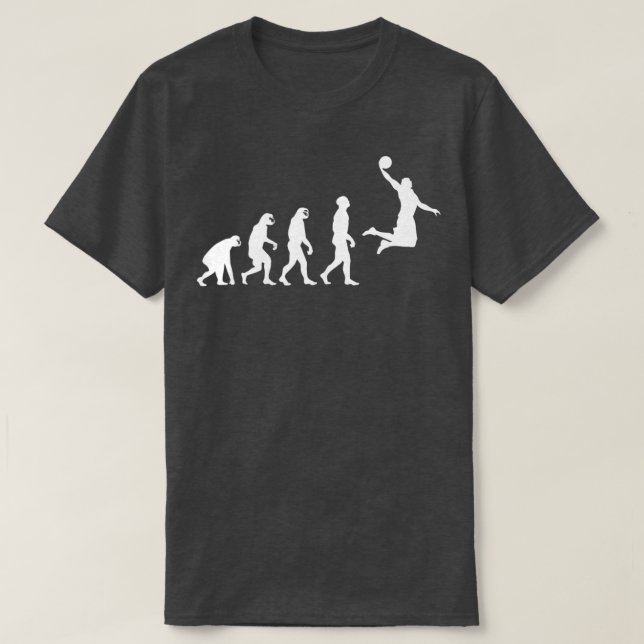 Evolution från apa Ape till Human Basketball Play T Shirt (Design framsida)